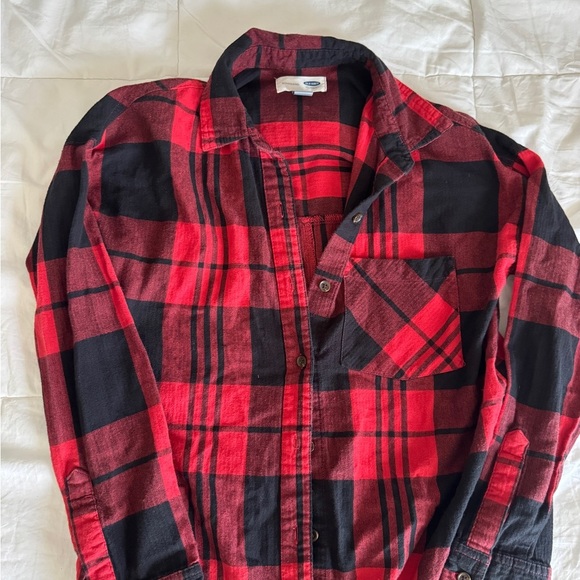 Old Navy Women’s Flannel Shirt – Size XS, Red & Black Plaid, Soft Button-Down - Picture 2 of 11